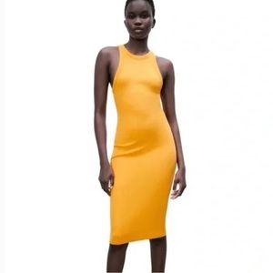 Ribbed midi dress (light orange)